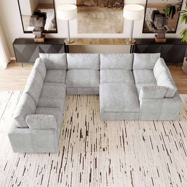 Magic Home Sofa Covers Washable, 134 in. Square Arm 8-Piece