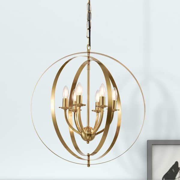 Maxax Alaska 6 -Light Candle Style Globe Chandelier with Wrought Iron Accents