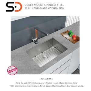 16-Gauge Stainless Steel 22 in. Single Bowl Undermount Kitchen Sink with Bottom Grid