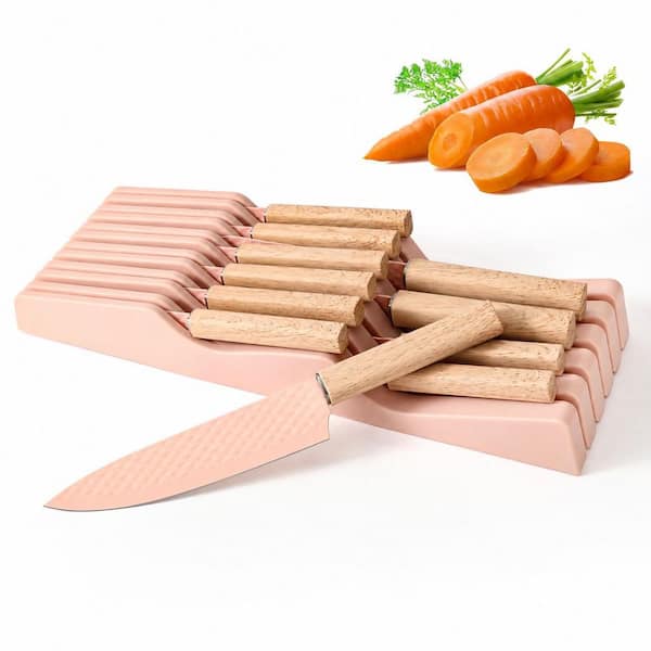 12-Piece Stainless Steel Assorted Kitchen Knife Set with 6 Steak Knives and In-Drawer Knife Organizer