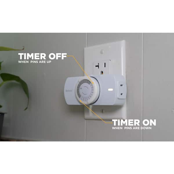 Woods® Indoor 24-Hour Mechanical Timer, 2-Outlets, 2-Conductor