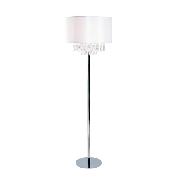 KENROY HOME Ophelia 59 in. Chrome Floor Lamp with Crystal Accents
