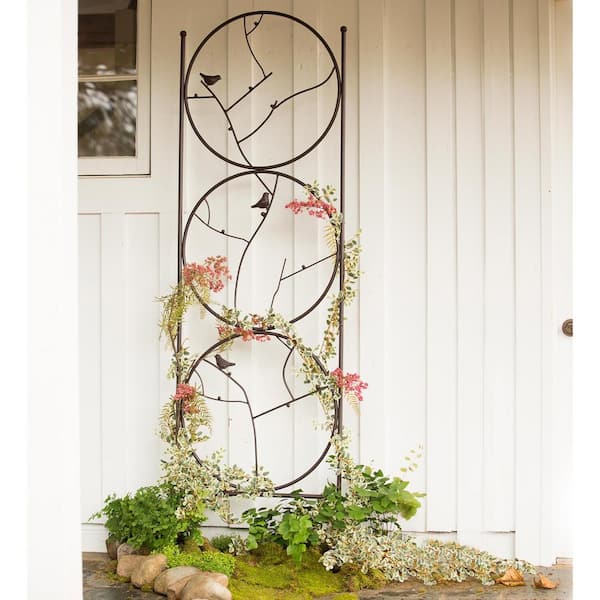 Evergreen Enterprises 80 in. Circle Of Birds Trio Metal Garden Trellis