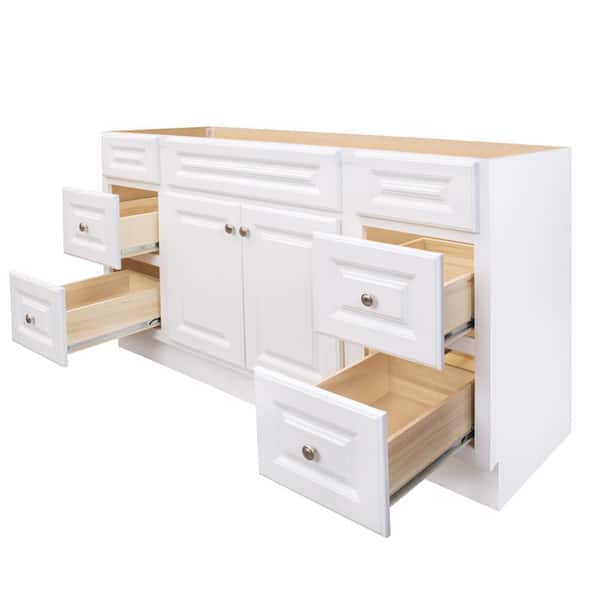 Glacier Bay Hampton 60 In W X 21 In D X 33 1 2 In H Bathroom Vanity Cabinet Only In White Hwh60dy The Home Depot