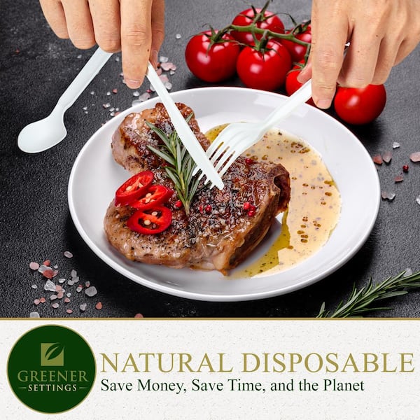 Ivory Disposable Compostable Cutlery Set (100 Sets)