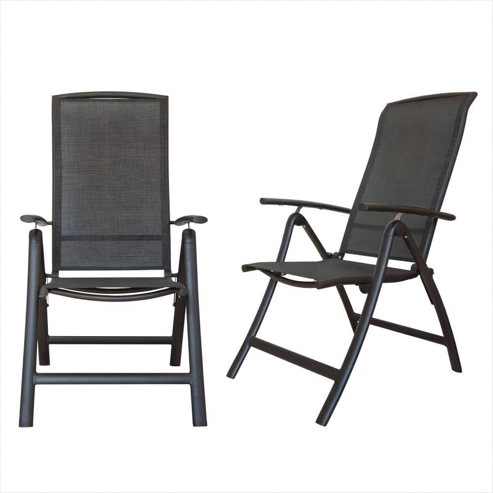 2-Piece Aluminium Outdoor Recliner Chair Dark Brown Folding Armchair with Textilene Fabric price history on PriceWatchPro