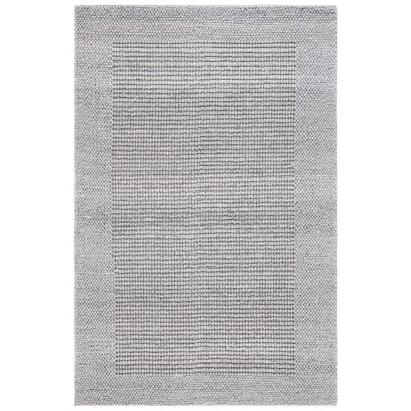 Natura 2 ft. x 3 ft. Gray Solid Border Area Rug