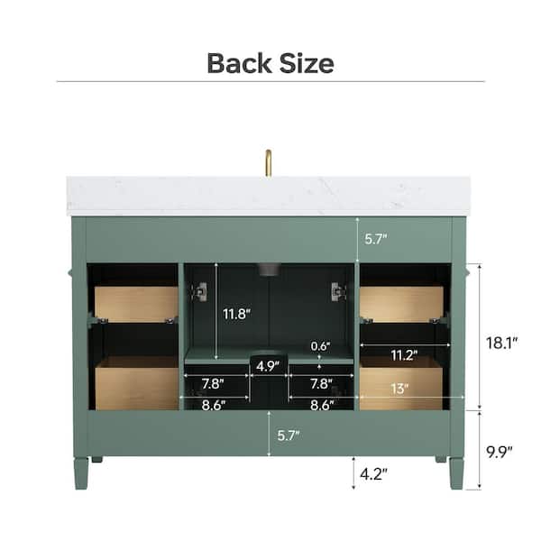 DELUXE DL LIVING Lissa 49 in. Single Sink Freestanding Sea Green
