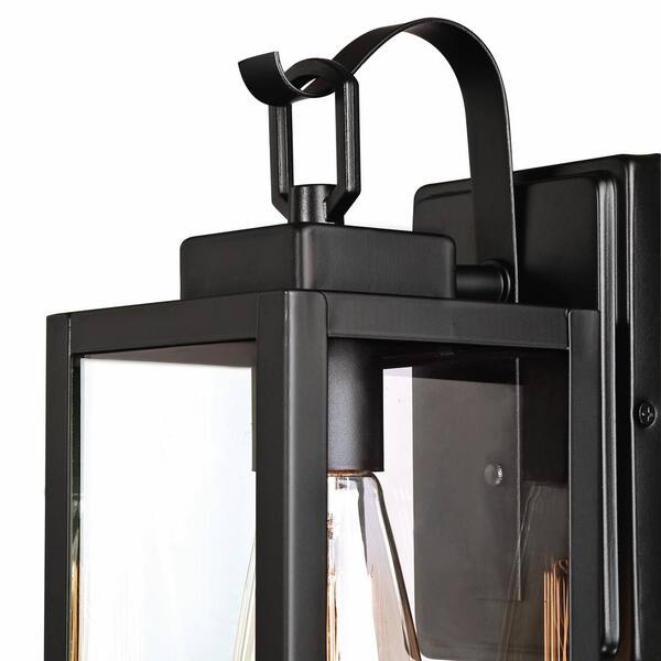 Hukoro Martin 19.3 in. Matte Black Outdoor Wall Lantern with Clear