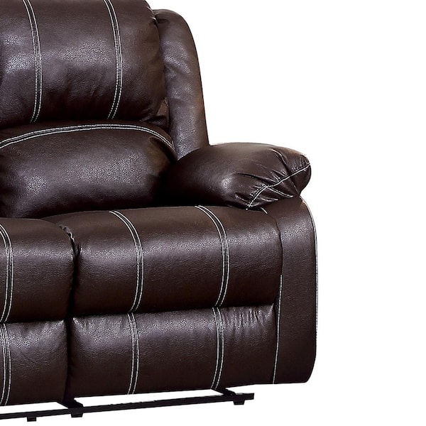 Acme Furniture Zuriel 37 in. Brown PU Faux Leather 2-Seats 