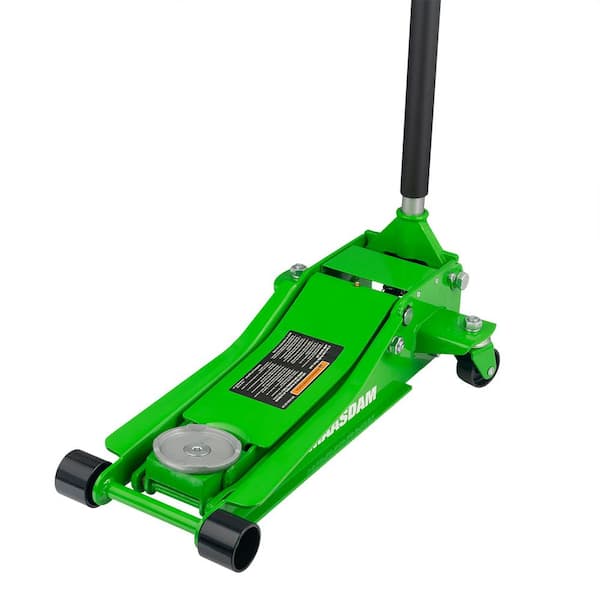 Maasdam 3-Ton Low Profile Floor Jack with Quick Lift in Green