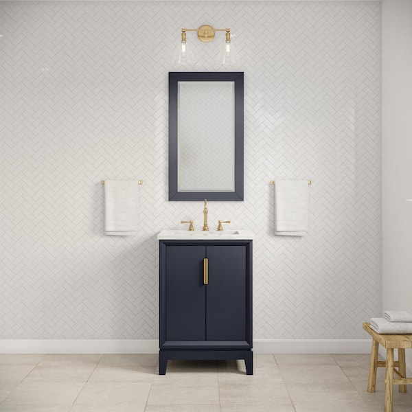 Water Creation Elizabeth Collection 24 in. Bath Vanity in Monarch Blue With Vanity Top in Carrara White Marble - Vanity Only