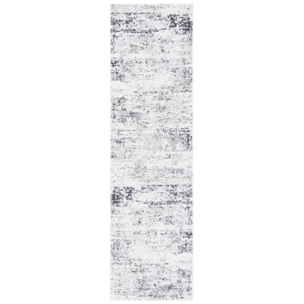 SAFAVIEH Amelia 2 ft. x 14 ft. Ivory/Gray Abstract Distressed Runner Rug