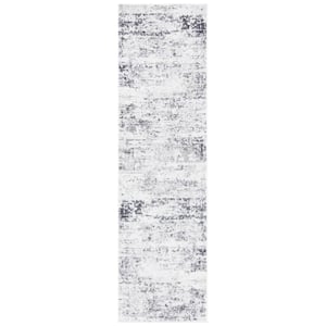 Amelia Ivory/Gray 2 ft. x 18 ft. Abstract Distressed Runner Rug