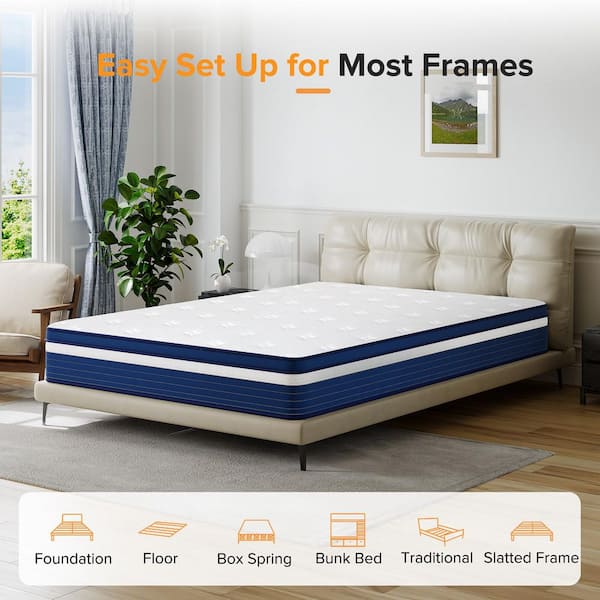 Babo Care - Queen Size 10 in. Medium Hybrid Breathable and Cooling Motion Isolation Mattress with CertiPUR-US and Oeko-TEX Certified
