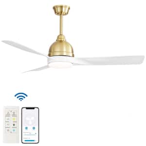 54 in. Indoor/Outdoor Smart Gold Ceiling Fan with LED Light and 6-Speed Remote and App Control