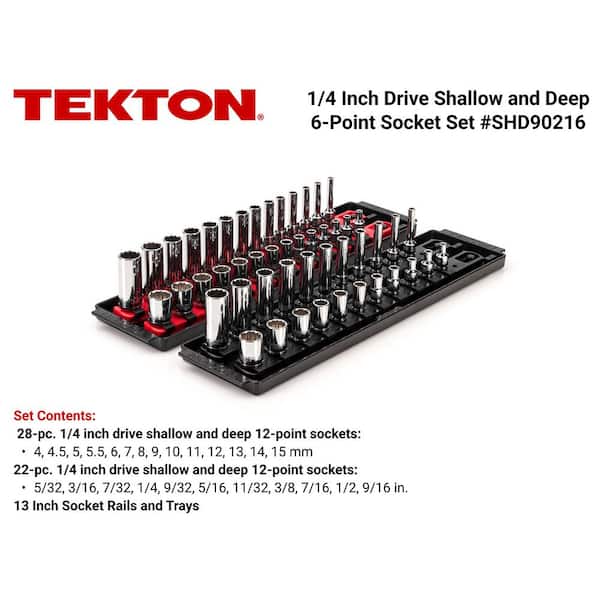 1/4 in. Drive 12-Point Socket Set with Rails (5/32 in.-9/16 in., 4 mm-15 mm) (50-Piece)