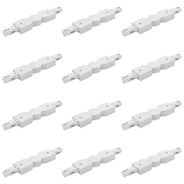 H Track Light Adjustable Connector, Single Circuit 3-Wire Track Light Accessories, 120V Live Power Source, White 12 Pack