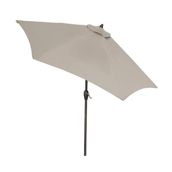 Hampton Bay 9 ft. Aluminum Patio Umbrella in Gray with Push-Button Tilt