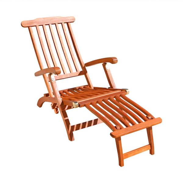 Amucolo Brown Wood Folding Outdoor Lounge Chair