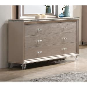 Panella 6-Drawer Glam Rose Gold Dresser (34 in. H x 54.5 in. W x 16.5 in. D)