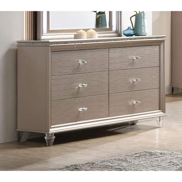 Panella 6-Drawer Glam Rose Gold Dresser (34 in. H x 54.5 in. W x 16.5 in. D)