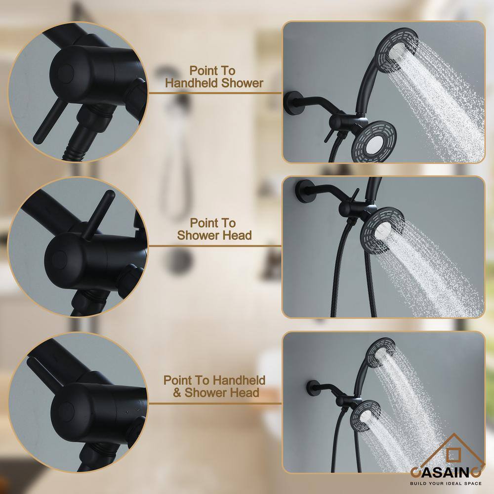 Matte Black Dual Head Rain and Mist Shower Faucet Set