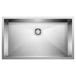 Precision Satin Polished Stainless Steel 32 in. Single Bowl Undermount Kitchen Sink
