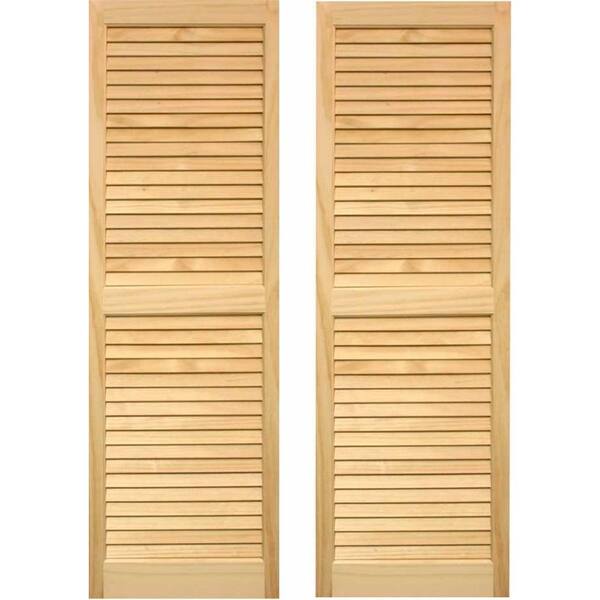 Unbranded 15 in. x 51 in. Cedar Exterior Louvered Shutters Pair