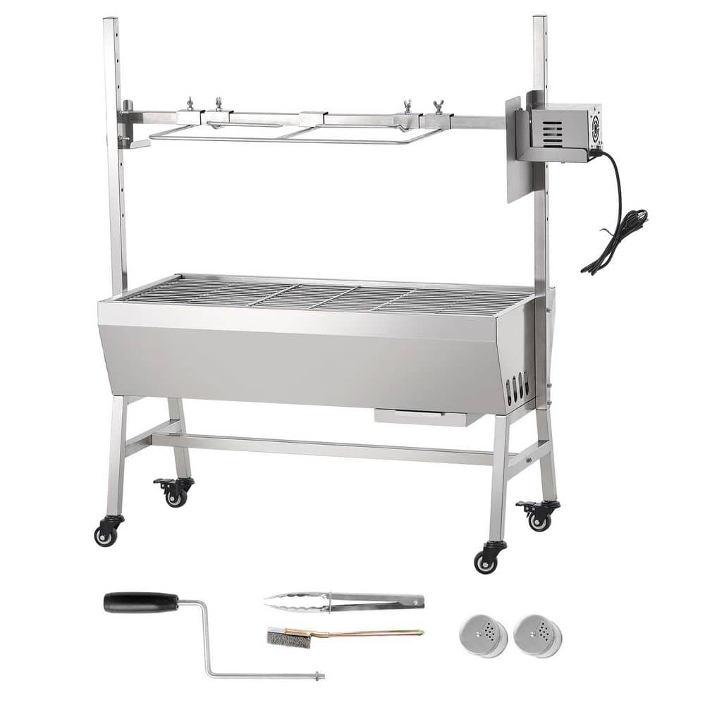 Upgrade Rotisserie Grill, BBQ Whole Pig Lamb Goat Charcoal Spit Grill, 35in. 90Lbs. Capacity, Electric 42W Motor Roaster