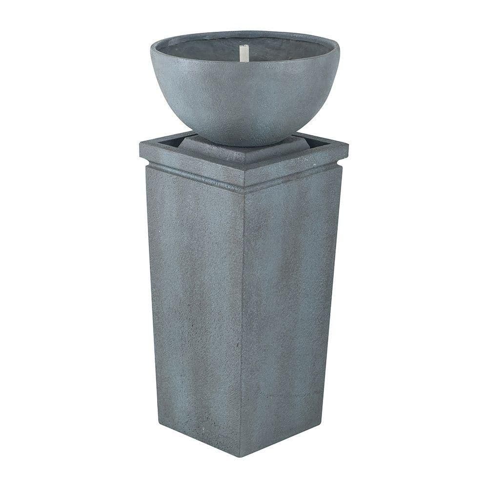 35. 4in. Polyresin Gray Zen Bowl Water Fountain, Cascade Outdoor Bath Fountains for Garden Lawn Backyard Porch price history on PriceWatchPro