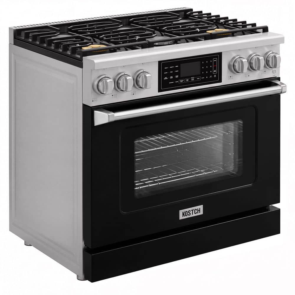 Tilt Panel 36 in. 6-Burner Freestanding Propane Gas Range w/ 6.2 cu. ft. Self-Cleaning Air Fry Convection Oven in Black price history on PriceWatchPro