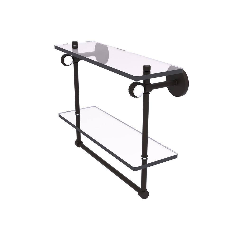 Clearview Collection 16 in. Double Glass Shelf with Towel Bar and Twisted Accents in Oil Rubbed Bronze price history on PriceWatchPro