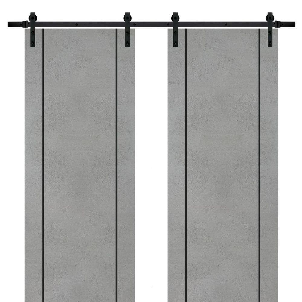 Assemble Required 36 in. x 84 in. 2-Panel Concrete Solid Wood with Honeycomb Sliding Barn Door with Hardware Kit price history on PriceWatchPro