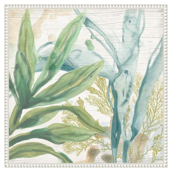 Amanti Art Quiet Coastal Collage II by June Erica Vess 22 in. W x 22 in. H. Canvas Wall Art Print Framed in White