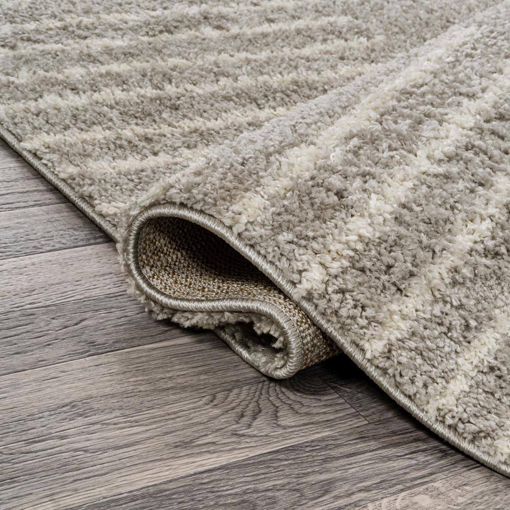 Gray and Ivory Rectangular Shag Area Rug