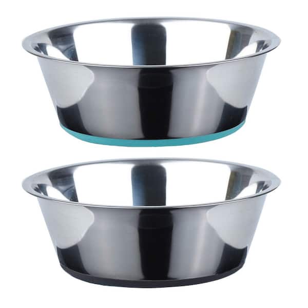 Unbranded Deep Stainless Steel Anti-Slip Dog Bowls 3 Cups Durable Non-Spill Easy Clean Design for Small Breeds 2-Pack