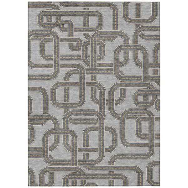 Chantille Machine Washable Indoor/Outdoor Abstract ACN2764 Pewter 5 ft. x 7 ft. 6 in. Area Rug
