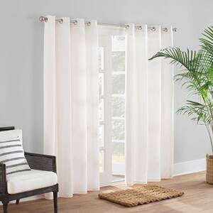 Canvas Solid Outdoor Grommetted 52 in. W x 96 in. L Light Filtering Window Panel in Ivory