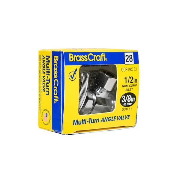 1/2 in. Nominal Compression Inlet x 3/8 in. O.D. Compression Outlet Multi-Turn Chrome Plated Angle Valve