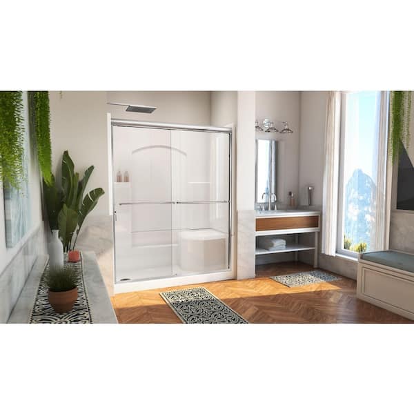 Accessible Living Alliance 60 in. L x 32 in. W x 77.5 in. H Alcove Left Drain Shower Door Kit in Chrome
