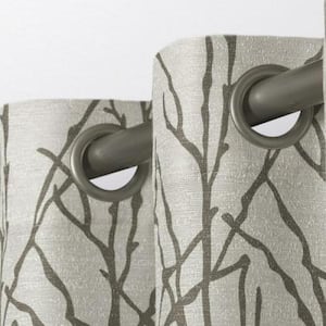 Branches Natural Nature Light Filtering Grommet Top Curtain, 54 in. W x 108 in. L (Set of 2)