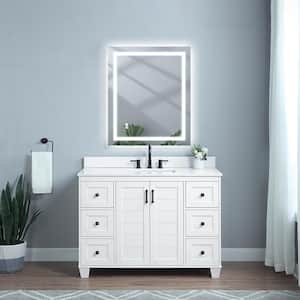 36 in. W x 30 in. H Small Rectangular Aluminum Frameless Dimmable Anti-Fog Wall LED Bathroom Vanity Mirror in White