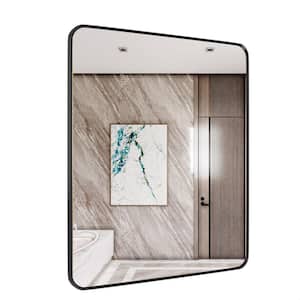 30 in. W x 36 in. H Rectangular Aluminum Framed Wall Bathroom Vanity Mirror in Black