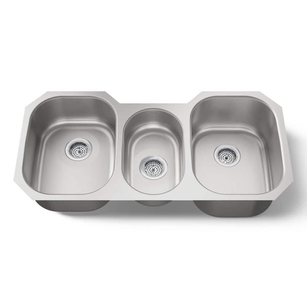 Undertone Undercounter Stainless Steel 41.625 in. 0-Hole Triple Basin Kitchen Sink price history on PriceWatchPro