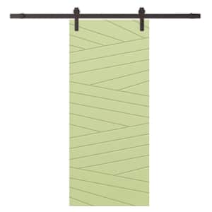 30 in. x 84 in. Sage Green Stained Composite MDF Paneled Interior Sliding Barn Door with Hardware Kit