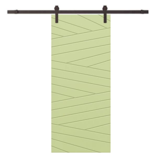 CALHOME 42 in. x 96 in. Sage Green Painted Composite MDF Paneled Interior Sliding Barn Door with Hardware Kit