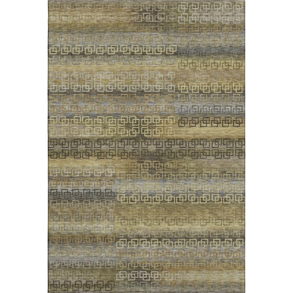 Mayfield Premium Machine Washable Abstract AMF2029 Wheat 9 ft. x 12 ft. Area Rug