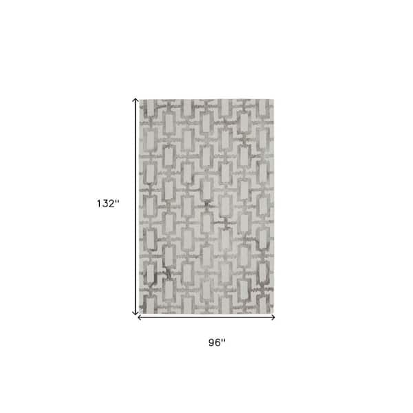 Ivory 8 ft. x 11 ft. Tufted Geometric Wool Indoor Area Rug