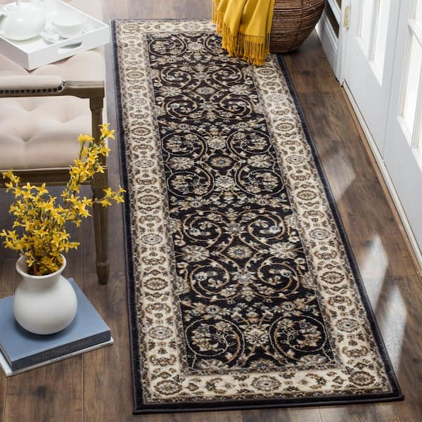 Lyndhurst Anthracite/Cream 2 ft. x 8 ft. Border Runner Rug